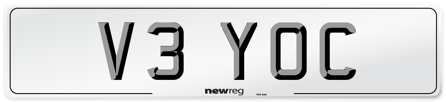 V3 YOC Number Plate from New Reg